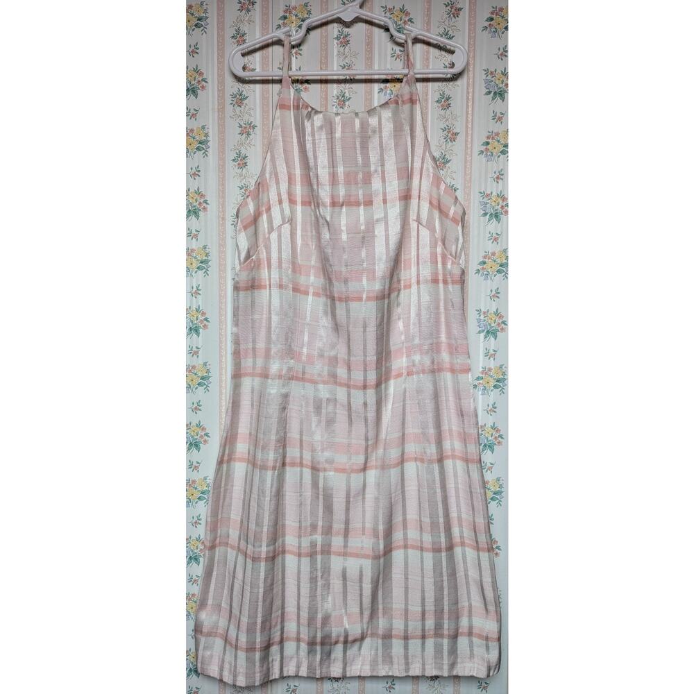 All That Jazz Satin Plaid Dress GIRLS SIZE 7/8 Pale Pink White easter dance